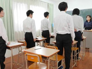 Japanese Teacher's Kinky Adventure with Student on table featuring giant boobs