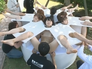 Massive Japanese Orgy in Public! Humiliating Outdoor Sex with Big Cocks